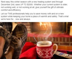 $2000 off heating install dec