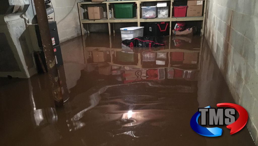 flooded basement sump pump rain Total Mechanical Systems plumbing