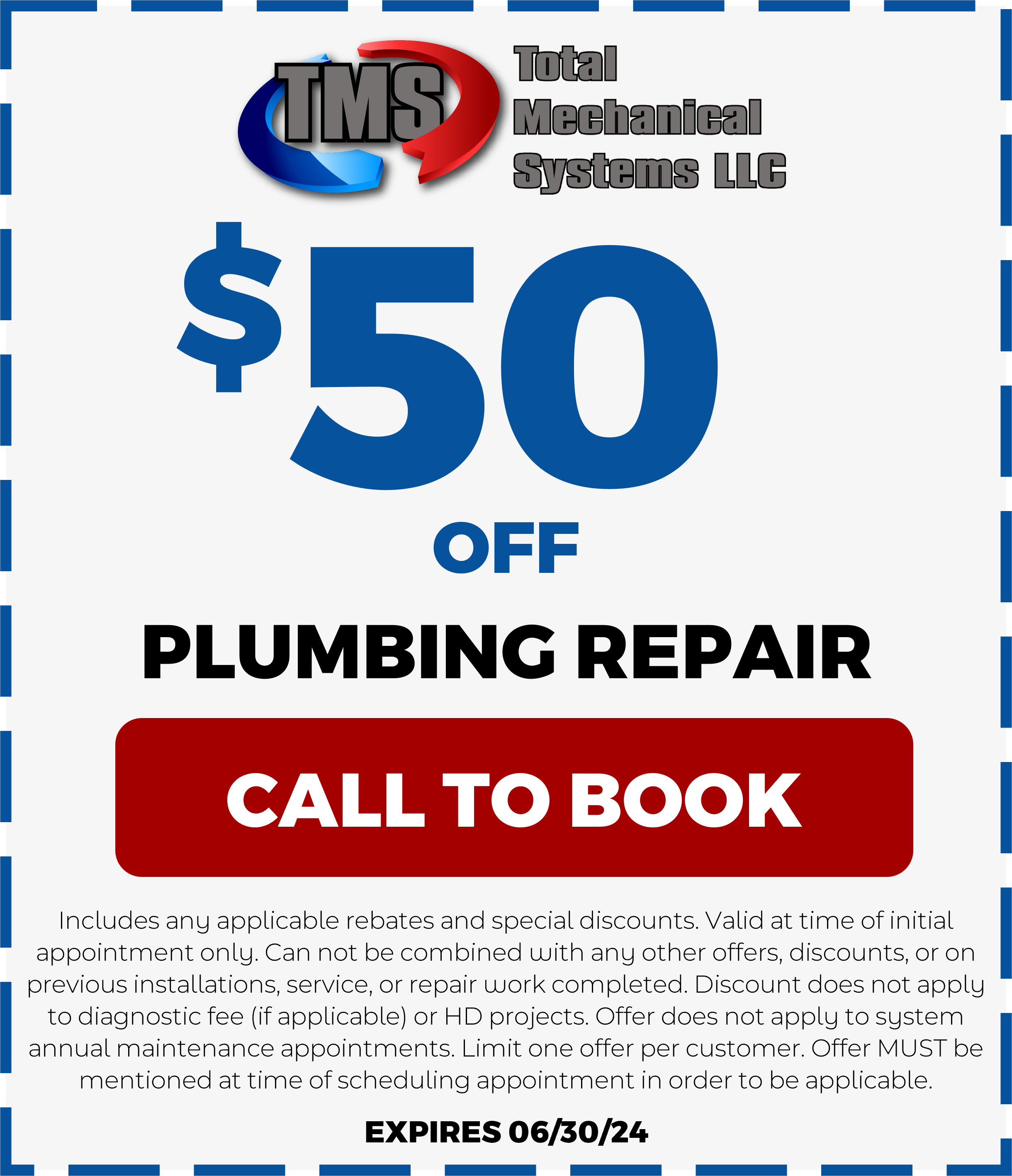 $50 off plumbing repair service